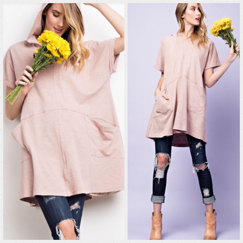💗Comfy Casual Mauve Slub Knit Pocket Hoodie. SML - Picture 3 of 7